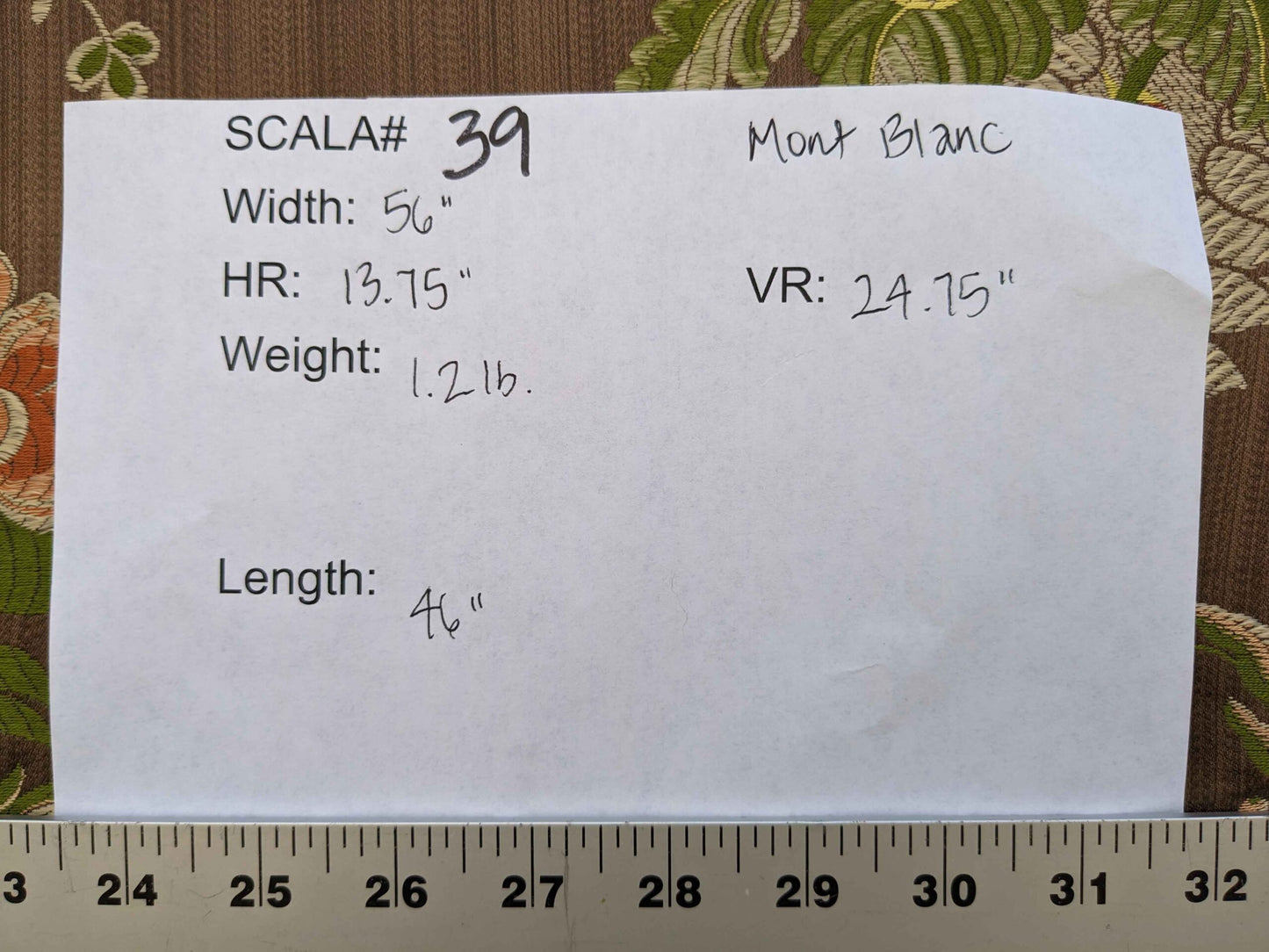 Scalamandre Mont Blanc Silk Lampas Green Gold Blue On Hazelnut Bro 56″Width x 46″ Length