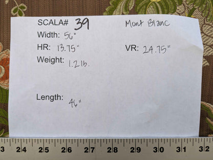 Scalamandre Mont Blanc Silk Lampas Green Gold Blue On Hazelnut Bro 56″Width x 46″ Length