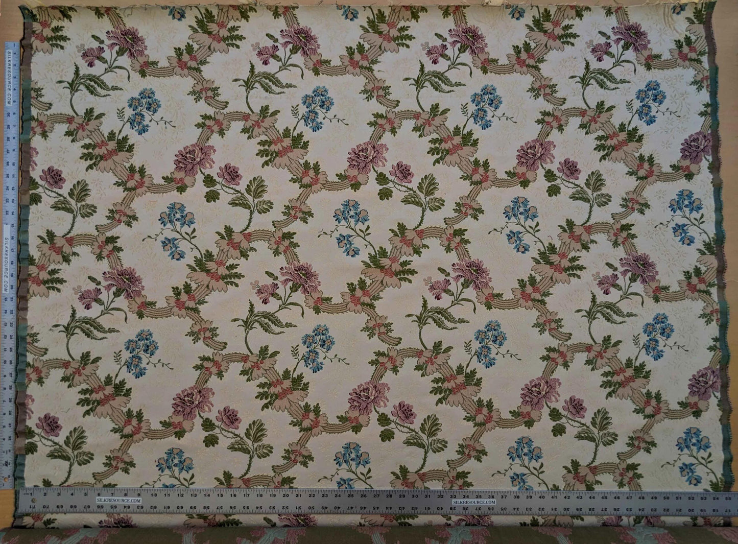 2.2yards Scalamandre Floral Botanical White Cream Green Upholstery