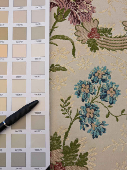 2.2yards Scalamandre Floral Botanical White Cream Green Upholstery