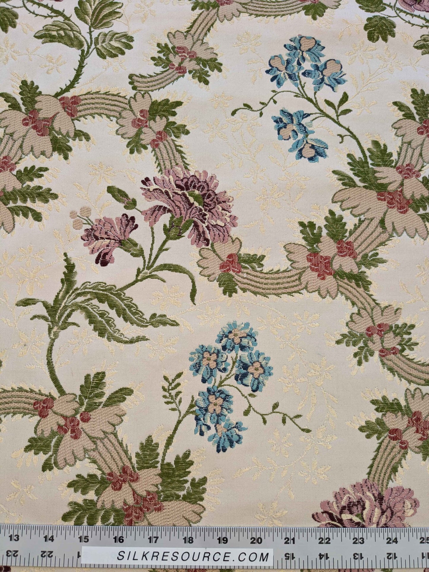 2.2yards Scalamandre Floral Botanical White Cream Green Upholstery