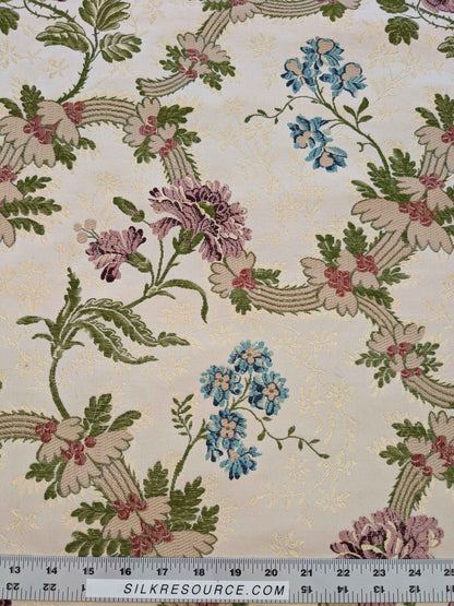 2.2yards Scalamandre Floral Botanical White Cream Green Upholstery