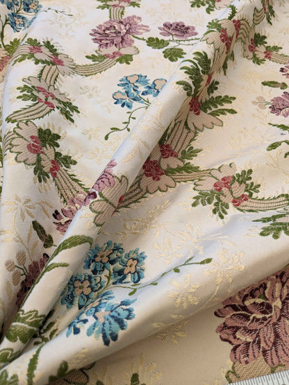 2.2yards Scalamandre Floral Botanical White Cream Green Upholstery