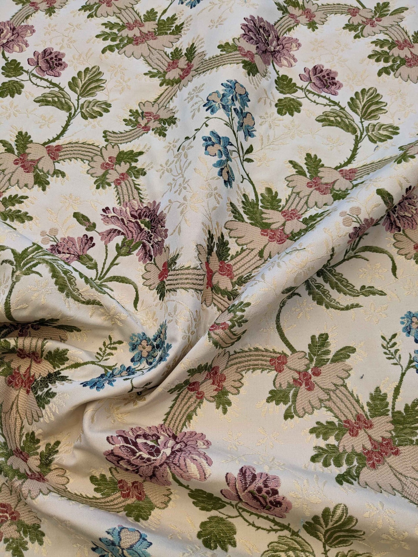 2.2yards Scalamandre Floral Botanical White Cream Green Upholstery