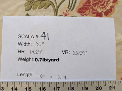 3.1yards Scalamandre Old World Weavers Floral Botanical Rose Foliage Cream Beige Green pink fil coupe Upholstery