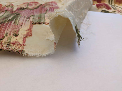 3.1yards Scalamandre Old World Weavers Floral Botanical Rose Foliage Cream Beige Green pink fil coupe Upholstery