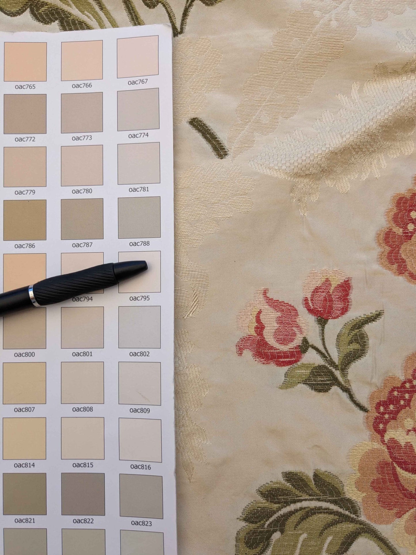 3.1yards Scalamandre Old World Weavers Floral Botanical Rose Foliage Cream Beige Green pink fil coupe Upholstery