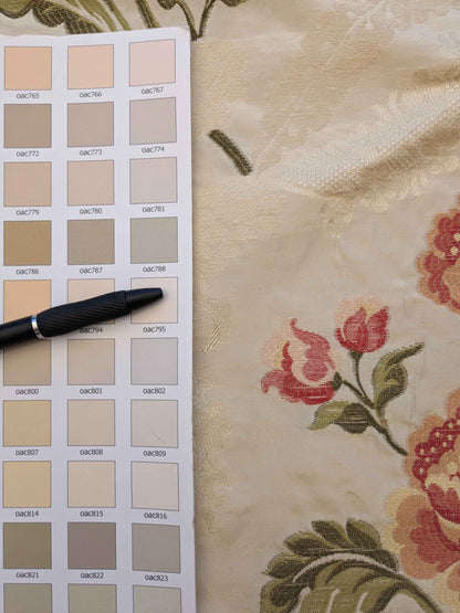 3.1yards Scalamandre Old World Weavers Floral Botanical Rose Foliage Cream Beige Green pink fil coupe Upholstery