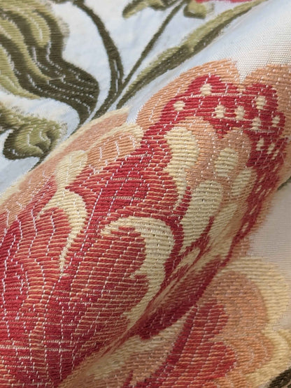 3.1yards Scalamandre Old World Weavers Floral Botanical Rose Foliage Cream Beige Green pink fil coupe Upholstery