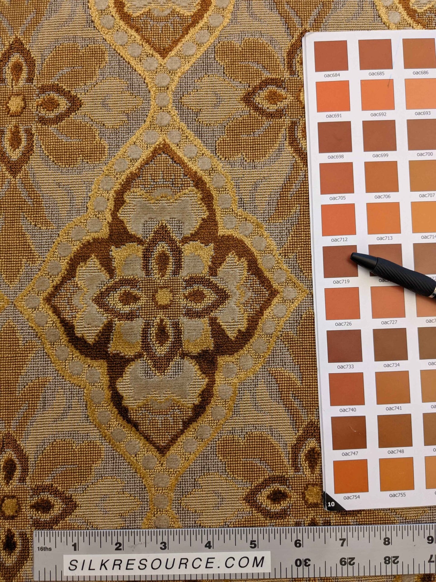 Scalamandre Art Deco Diamond Medieval Brown Cut Velvet 56″Width x 47 Length