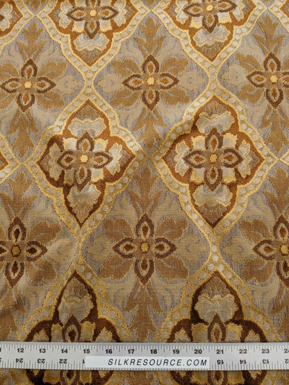 Scalamandre Art Deco Diamond Medieval Brown Cut Velvet 56″Width x 47 Length