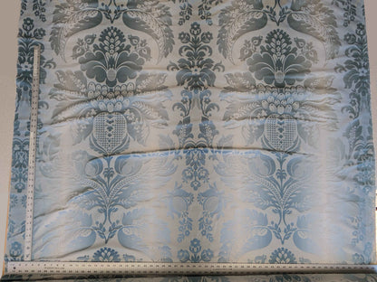 by yard Scalamandre Damask Silk Blend Silver Blue Gray White Botanical Floral Stripe French Renaissance