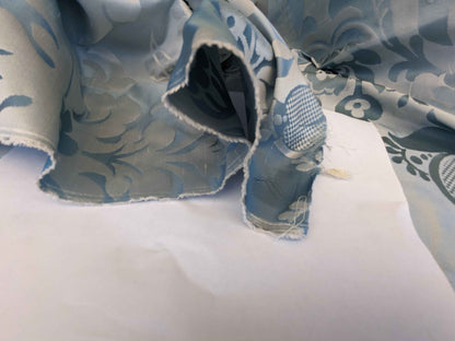 by yard Scalamandre Damask Silk Blend Silver Blue Gray White Botanical Floral Stripe French Renaissance
