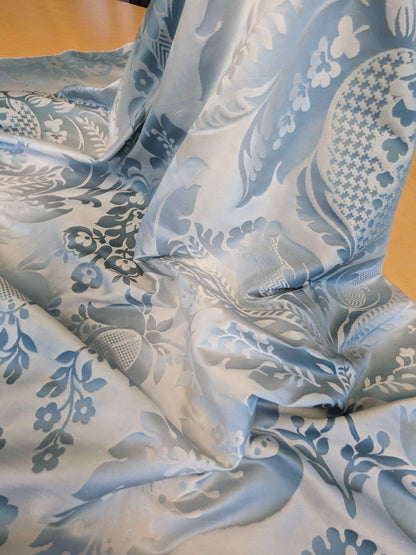 by yard Scalamandre Damask Silk Blend Silver Blue Gray White Botanical Floral Stripe French Renaissance