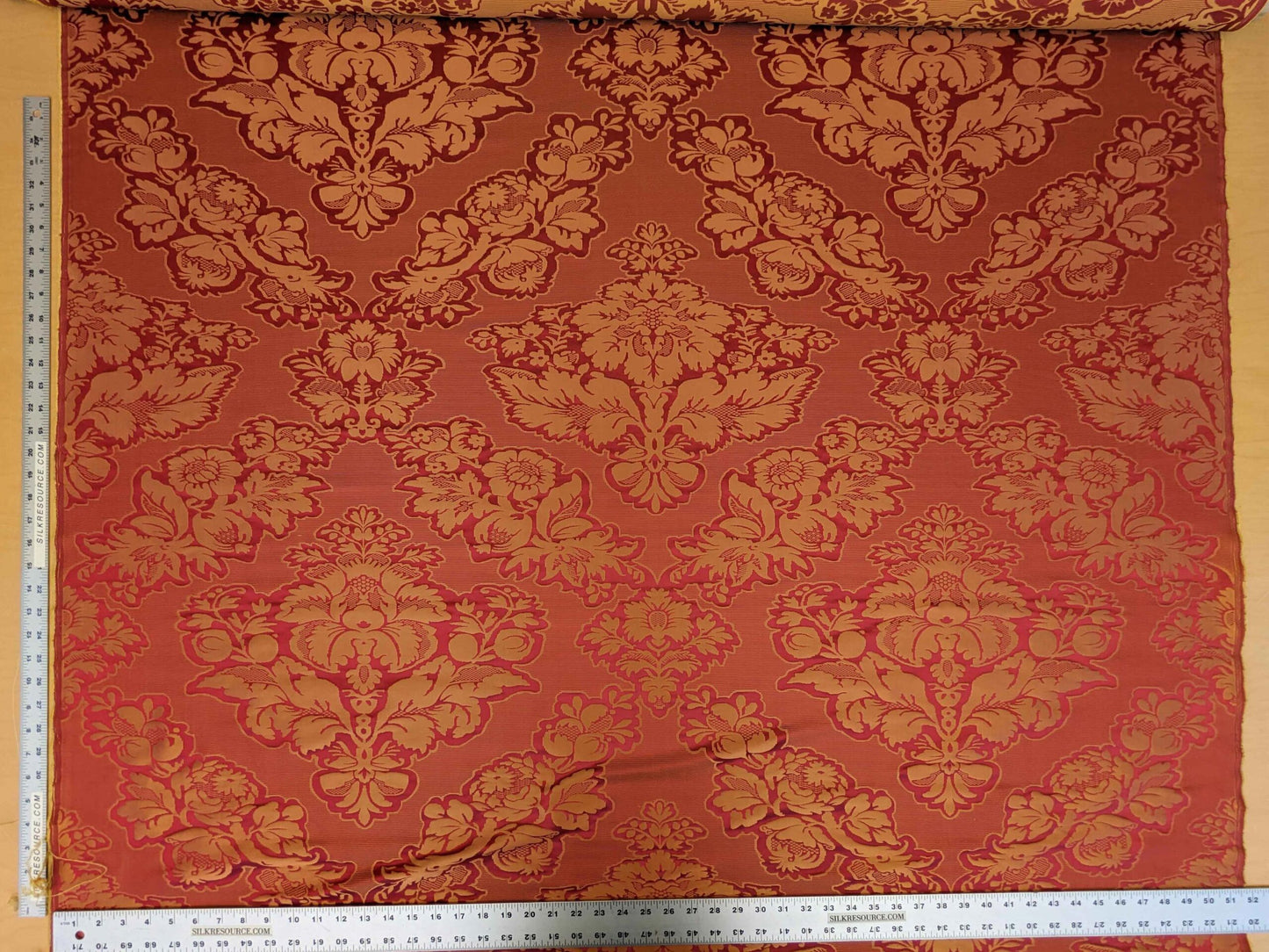 By yard Scalamandre Red Damask Medallion Botanical Renaissance Reversible Historical MSRP USD400+/Y