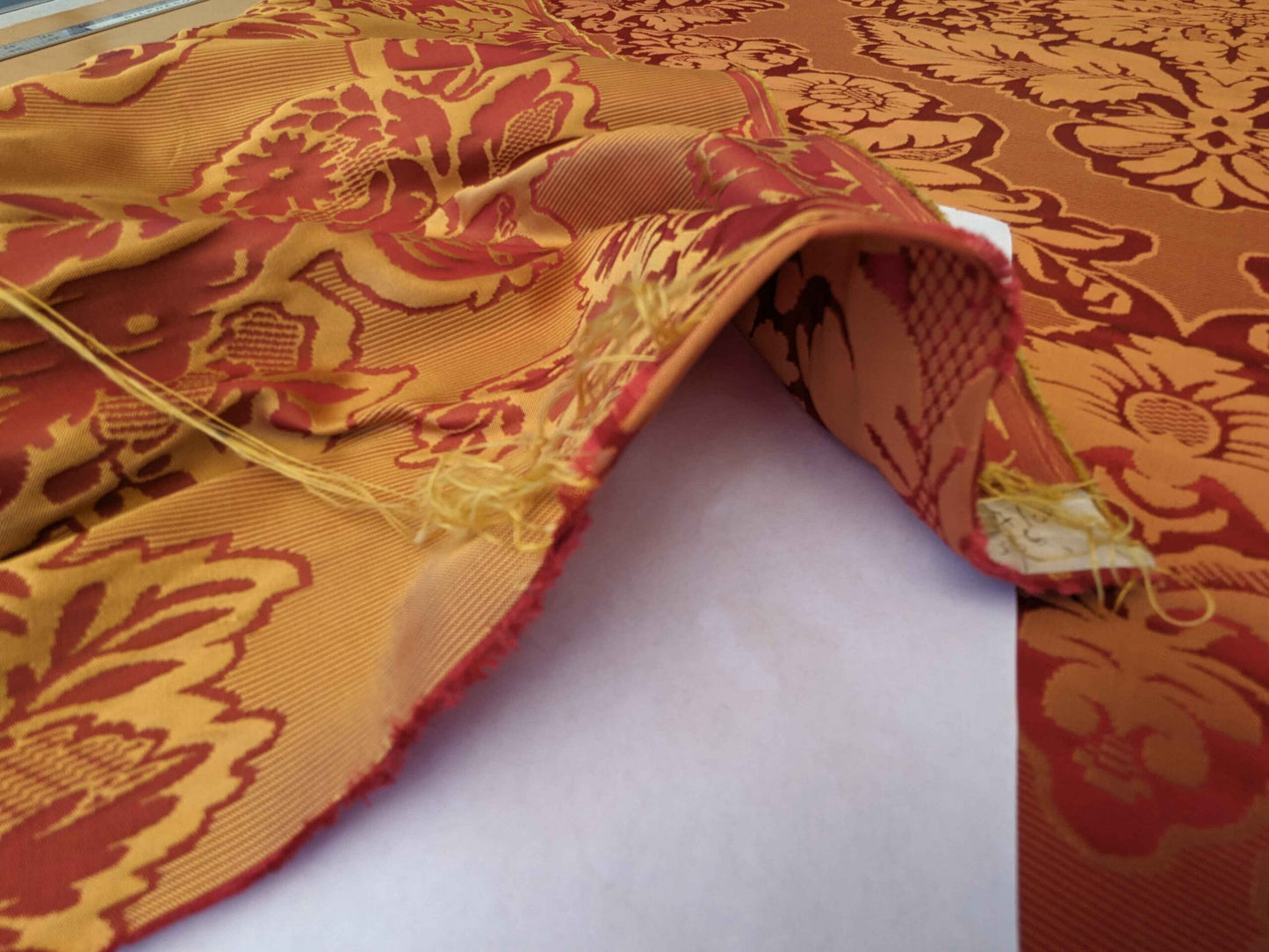 By yard Scalamandre Red Damask Medallion Botanical Renaissance Reversible Historical MSRP USD400+/Y