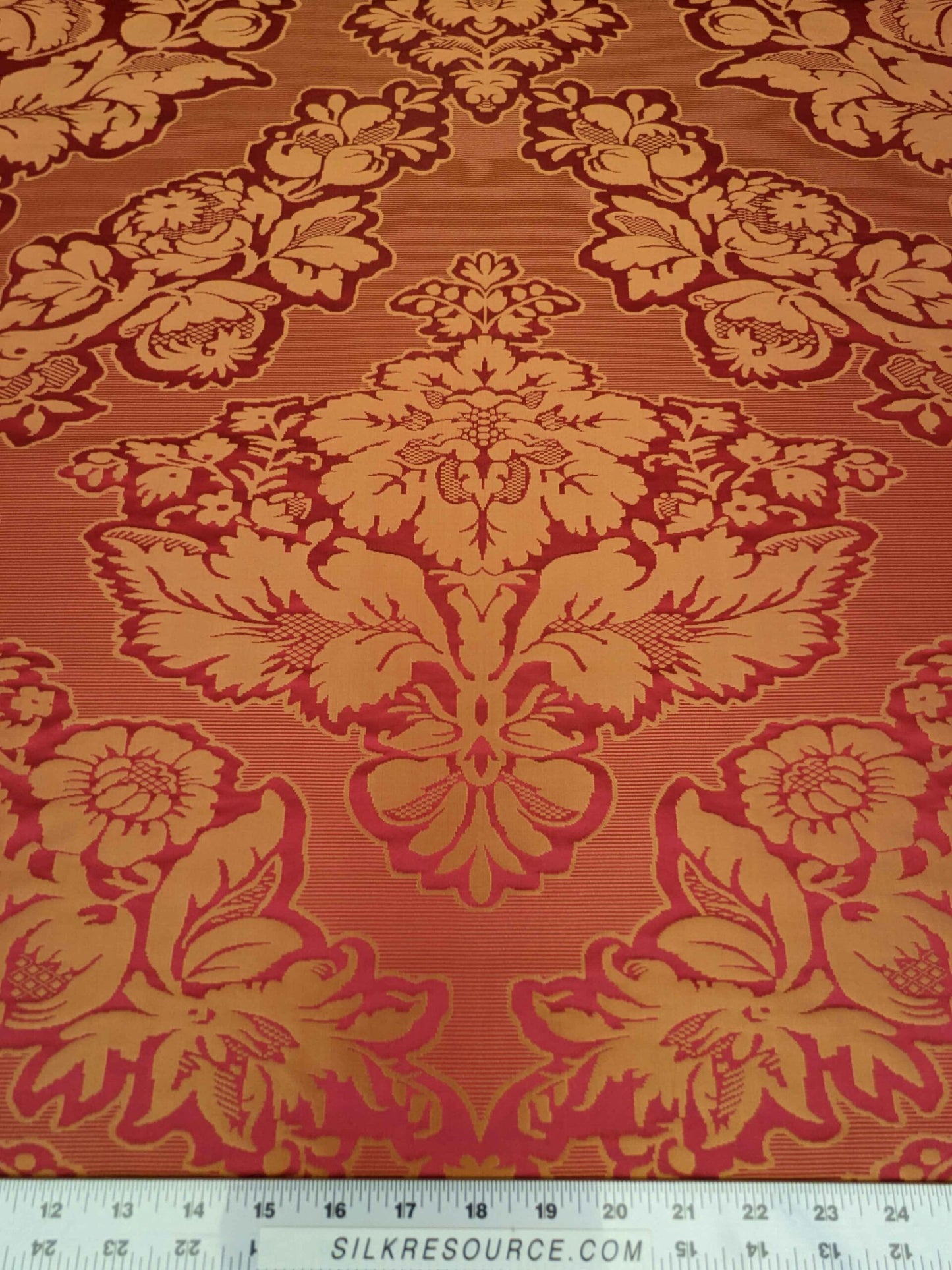 By yard Scalamandre Red Damask Medallion Botanical Renaissance Reversible Historical MSRP USD400+/Y