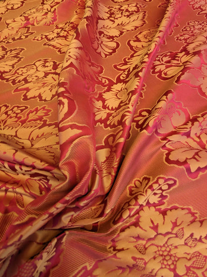 By yard Scalamandre Red Damask Medallion Botanical Renaissance Reversible Historical MSRP USD400+/Y