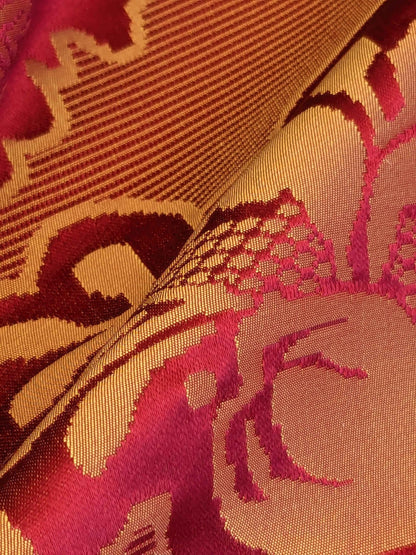 By yard Scalamandre Red Damask Medallion Botanical Renaissance Reversible Historical MSRP USD400+/Y