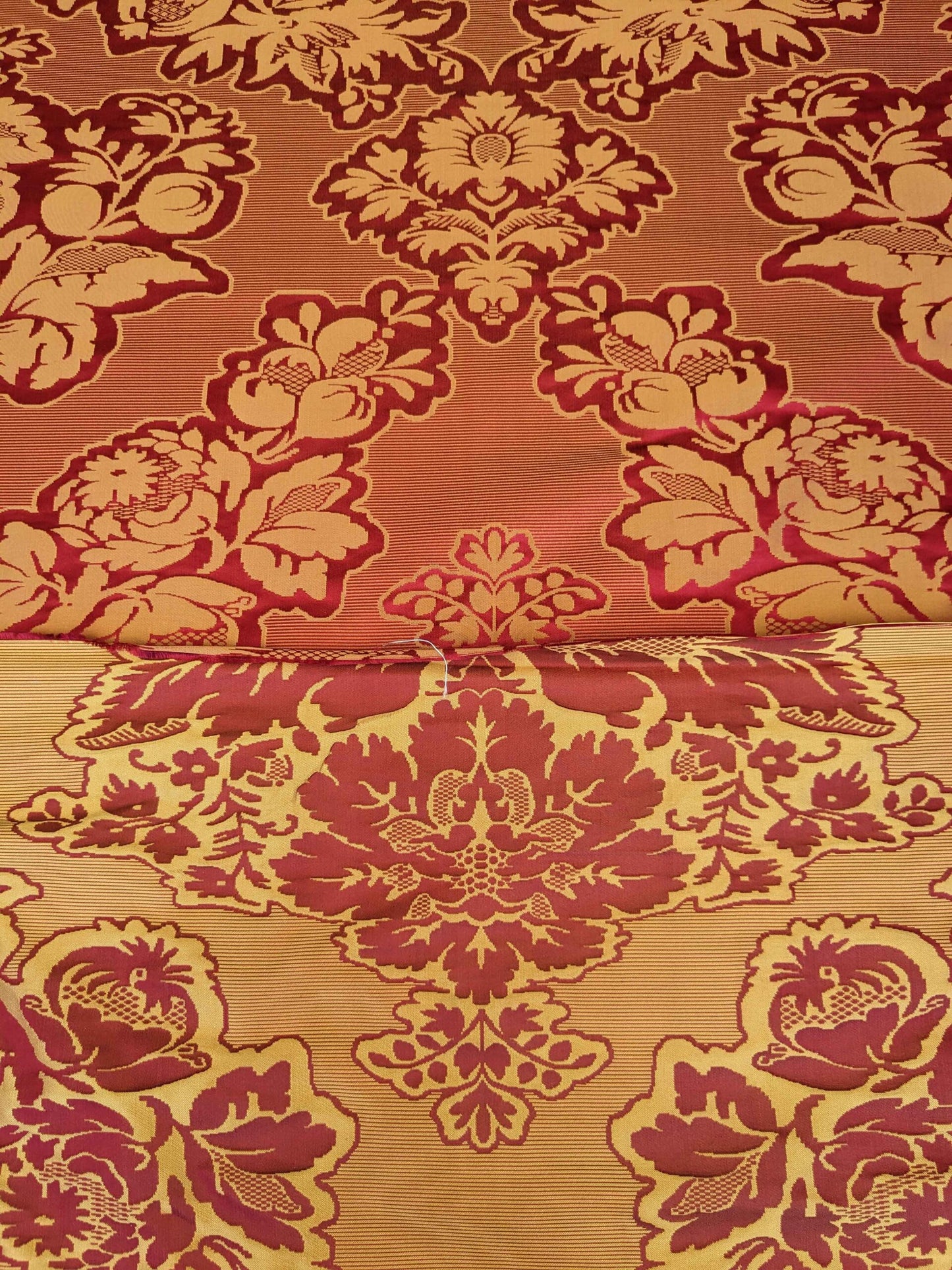 By yard Scalamandre Red Damask Medallion Botanical Renaissance Reversible Historical MSRP USD400+/Y