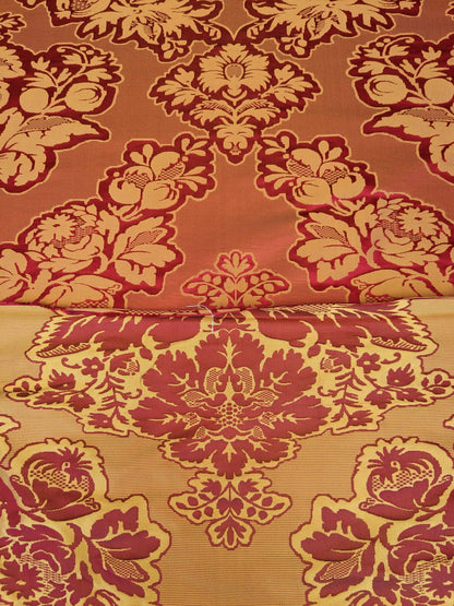 By yard Scalamandre Red Damask Medallion Botanical Renaissance Reversible Historical MSRP USD400+/Y