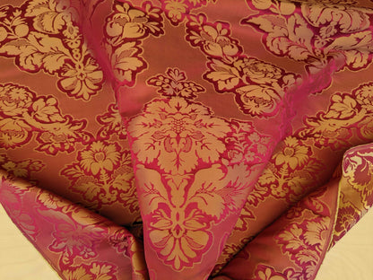 By yard Scalamandre Red Damask Medallion Botanical Renaissance Reversible Historical MSRP USD400+/Y