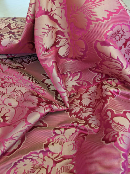 By yard Scalamandre Red Damask Medallion Botanical Renaissance Reversible Historical MSRP USD400+/Y