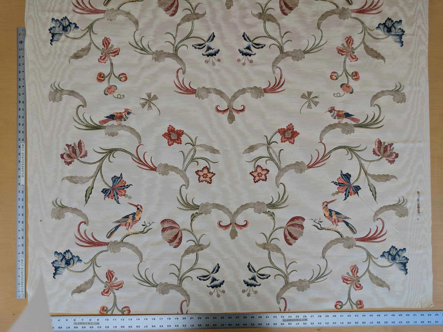 2.3y Scalamandre Birds Botanical Floral Botanical Tree Cream White