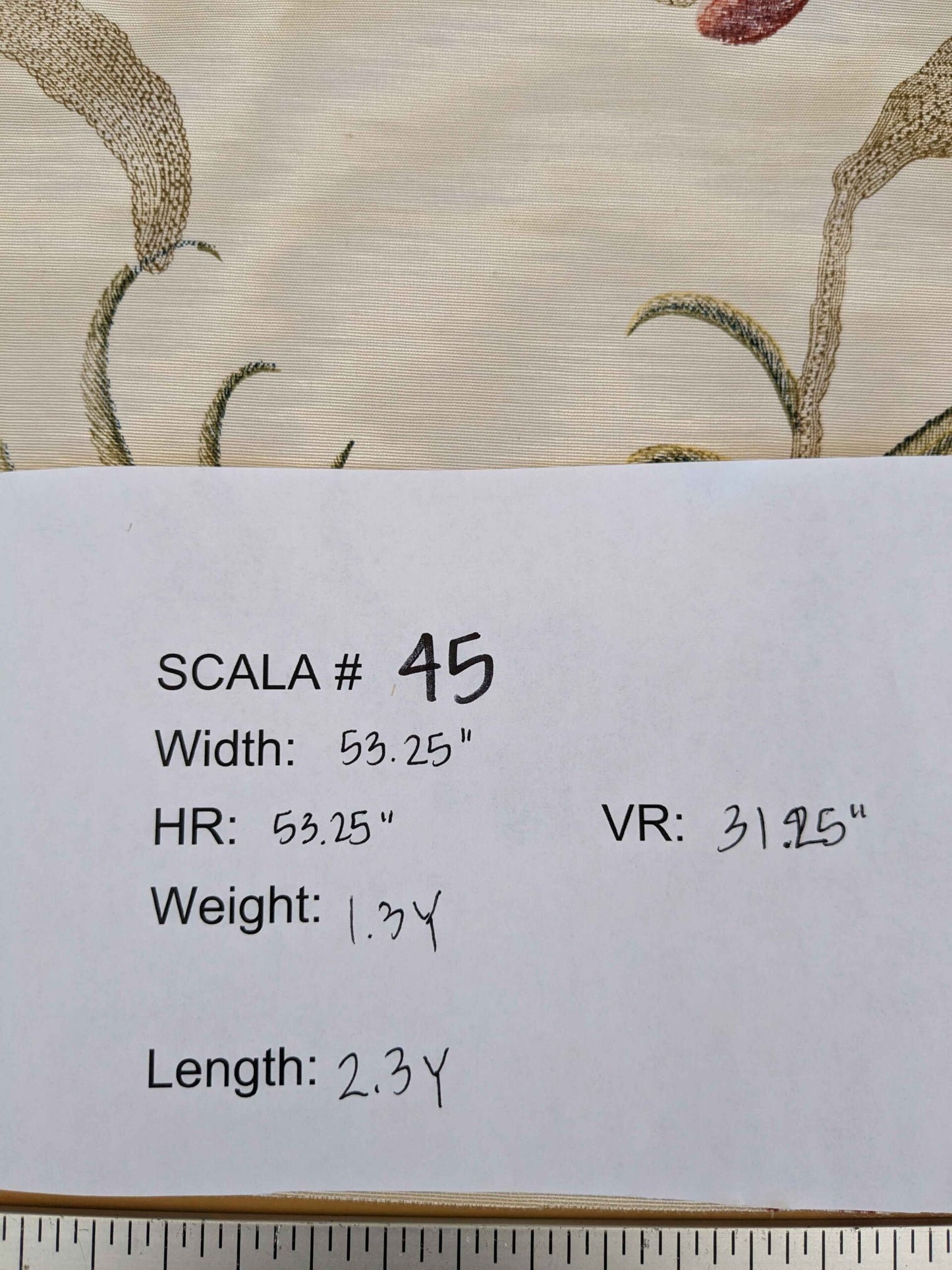 2.3y Scalamandre Birds Botanical Floral Botanical Tree Cream White