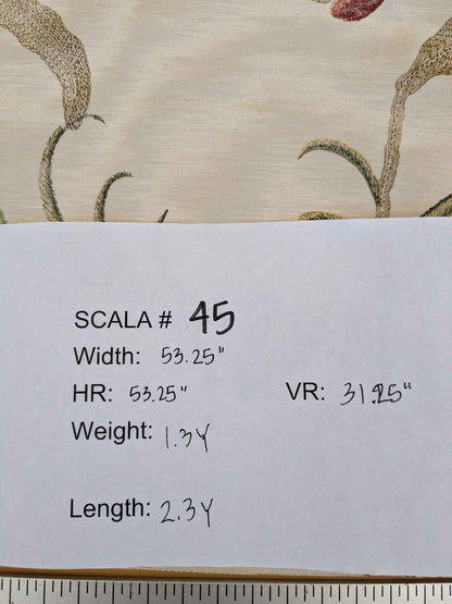 2.3y Scalamandre Birds Botanical Floral Botanical Tree Cream White