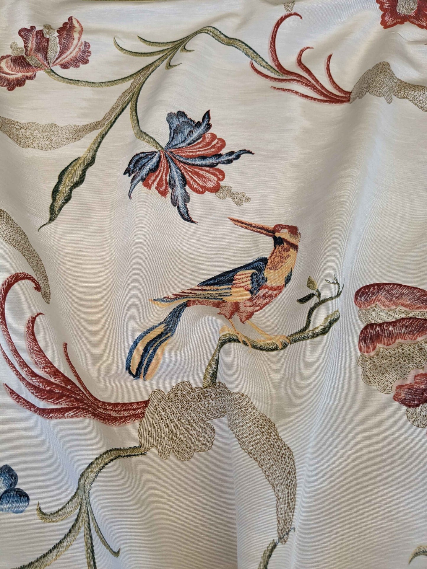 2.3y Scalamandre Birds Botanical Floral Botanical Tree Cream White