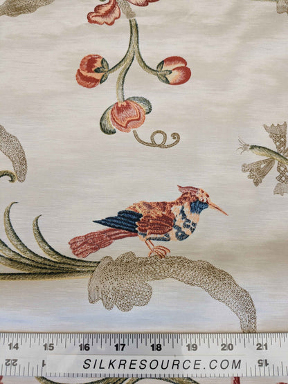 2.3y Scalamandre Birds Botanical Floral Botanical Tree Cream White