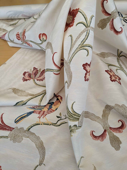 2.3y Scalamandre Birds Botanical Floral Botanical Tree Cream White