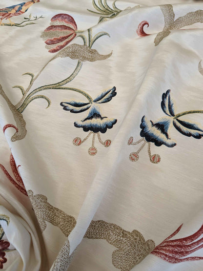 2.3y Scalamandre Birds Botanical Floral Botanical Tree Cream White