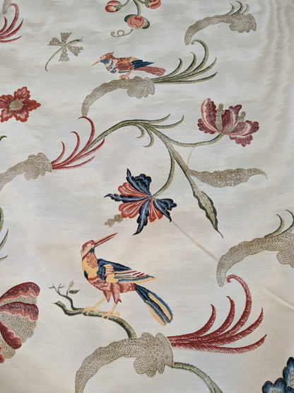 2.3y Scalamandre Birds Botanical Floral Botanical Tree Cream White