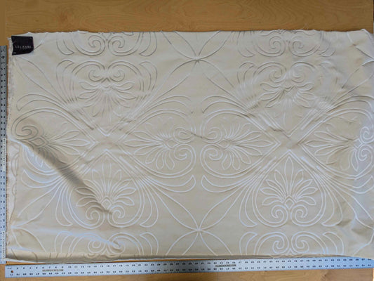 1.1 yard x118" wide Lelievre Paris Trefle M1-Ivoire Damask Historic Jacquard Diamond Ogee Graphic White Cream Ivory Polyester