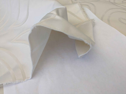 1.1 yard x118" wide Lelievre Paris Trefle M1-Ivoire Damask Historic Jacquard Diamond Ogee Graphic White Cream Ivory Polyester