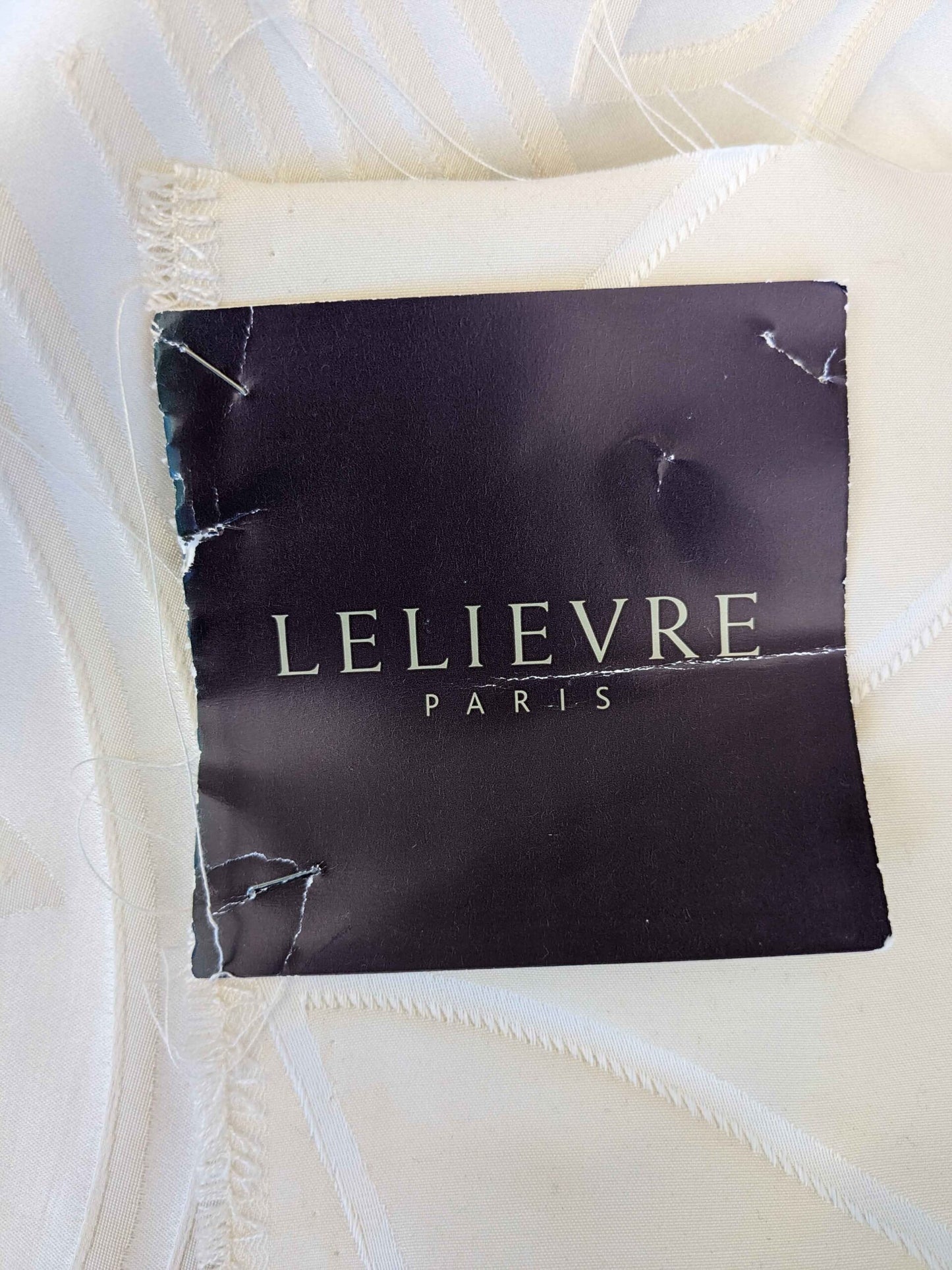 1.1 yard x118" wide Lelievre Paris Trefle M1-Ivoire Damask Historic Jacquard Diamond Ogee Graphic White Cream Ivory Polyester