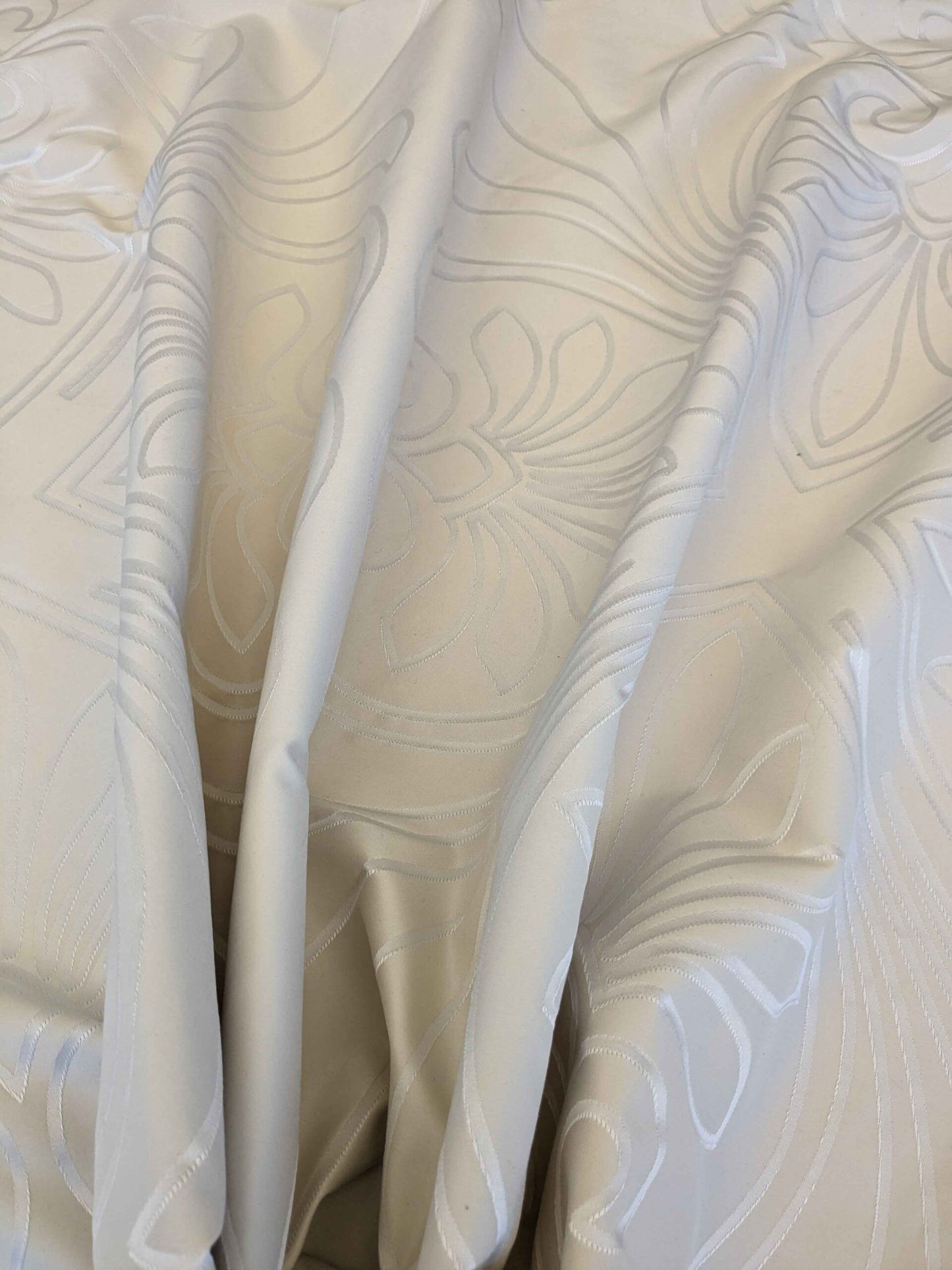 1.1 yard x118" wide Lelievre Paris Trefle M1-Ivoire Damask Historic Jacquard Diamond Ogee Graphic White Cream Ivory Polyester