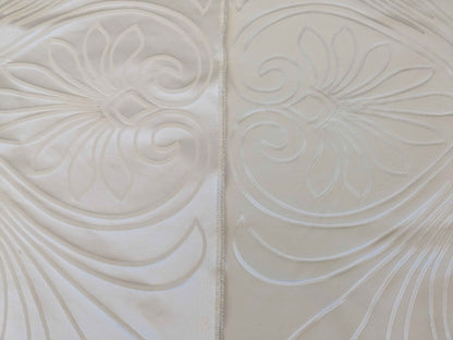 1.1 yard x118" wide Lelievre Paris Trefle M1-Ivoire Damask Historic Jacquard Diamond Ogee Graphic White Cream Ivory Polyester