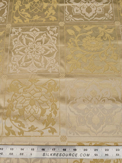2y Scalamandre Plaid Check Damask Square Historic Art Deco Suzani Renaissance Silk Gold