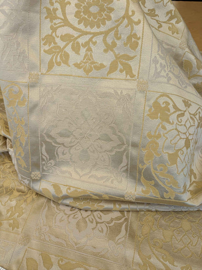 2y Scalamandre Plaid Check Damask Square Historic Art Deco Suzani Renaissance Silk Gold