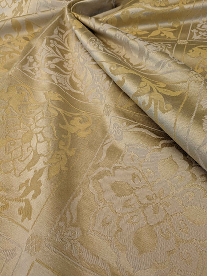 2y Scalamandre Plaid Check Damask Square Historic Art Deco Suzani Renaissance Silk Gold