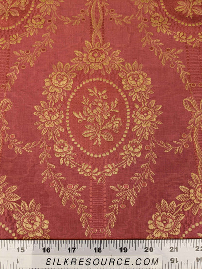 1.2y Scalamandre Medallion Red Gold Damask Floral Botanical Renaissance