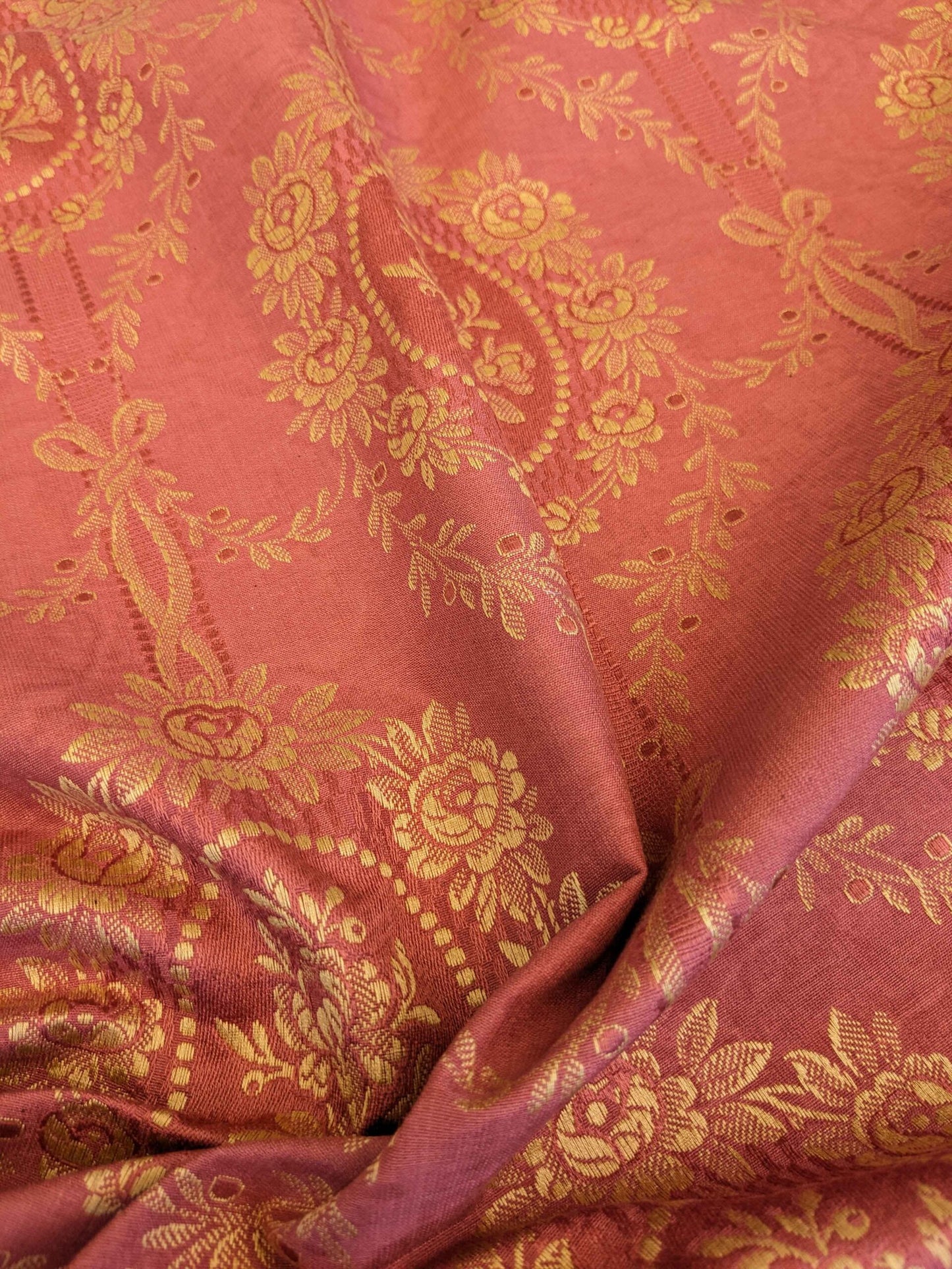 1.2y Scalamandre Medallion Red Gold Damask Floral Botanical Renaissance