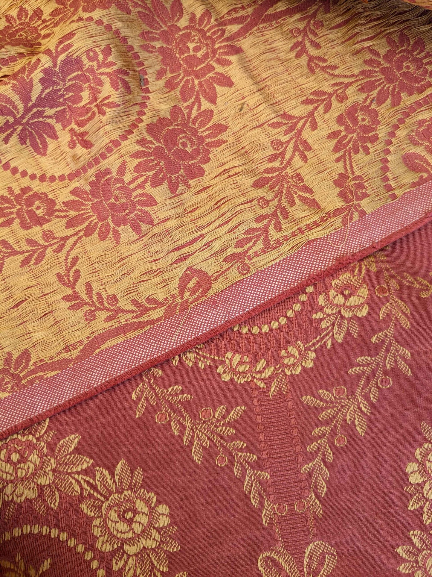 1.2y Scalamandre Medallion Red Gold Damask Floral Botanical Renaissance