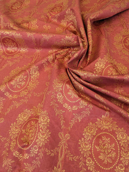 1.2y Scalamandre Medallion Red Gold Damask Floral Botanical Renaissance
