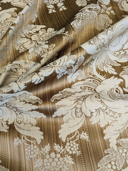 By yard Scalamandre Silk Damask Brown Floral Classic French Botanical Renaissance Large Pattern