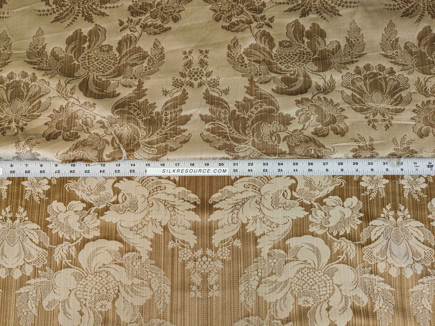 By yard Scalamandre Silk Damask Brown Floral Classic French Botanical Renaissance Large Pattern