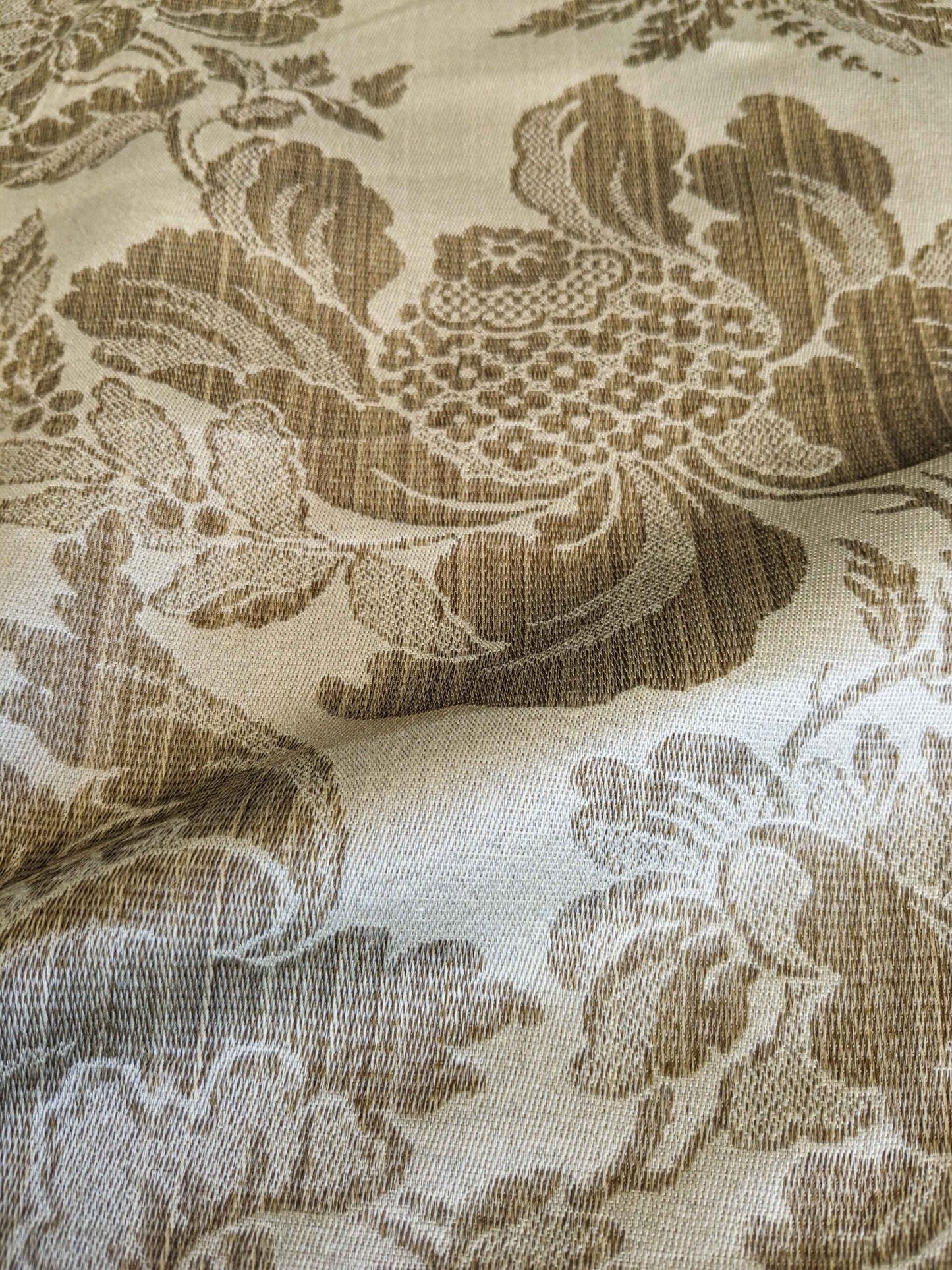 By yard Scalamandre Silk Damask Brown Floral Classic French Botanical Renaissance Large Pattern